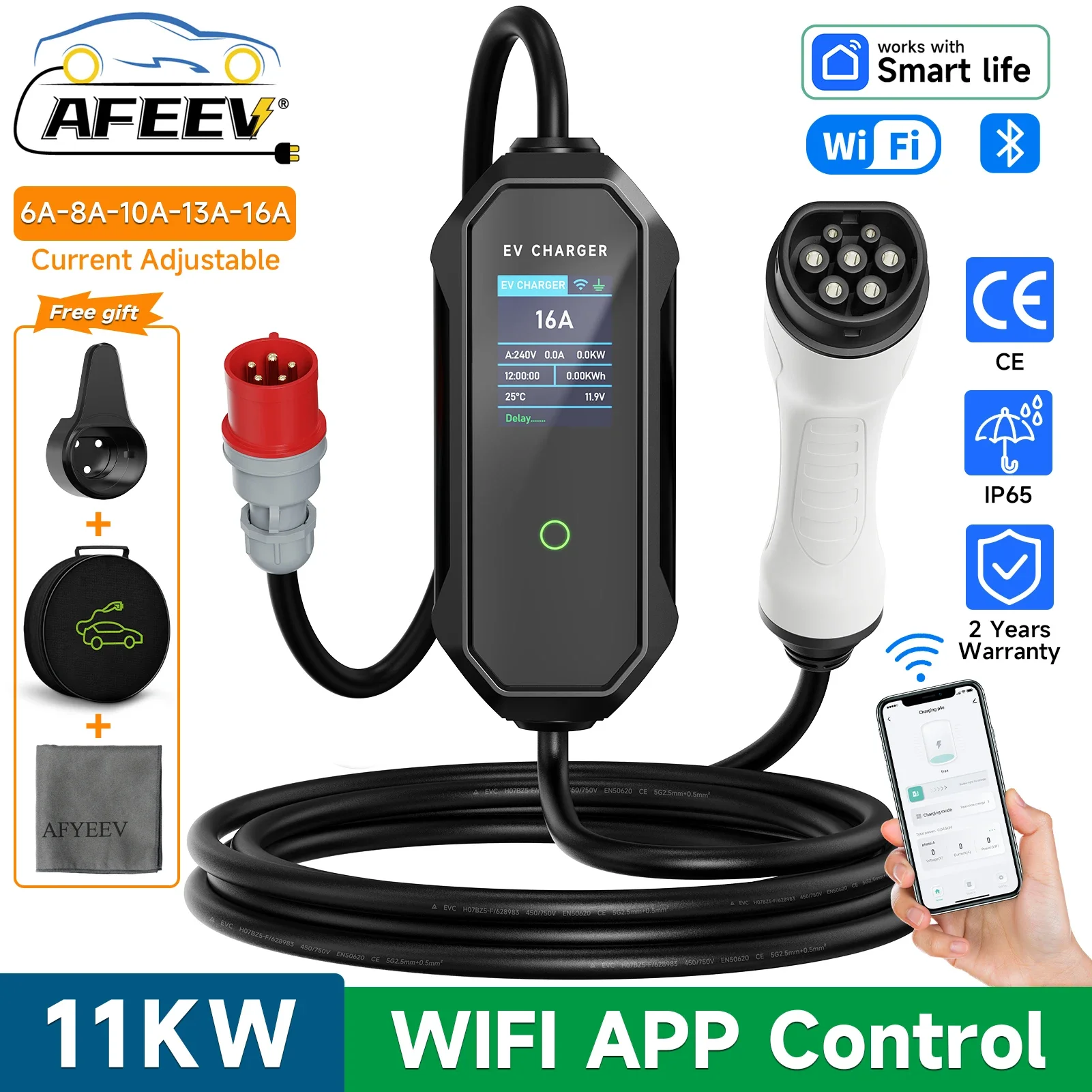 Type 2 Portable Ev Charger 11Kw Cee - AFEEV Type 2 chargeur EV Portable