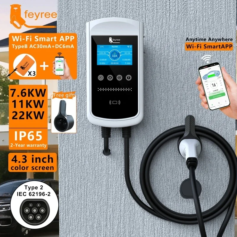Chargeur EV Feyree Type 2 32A  - Ev Charger Type 2 22Kw 32A 3 Phase avis et prix